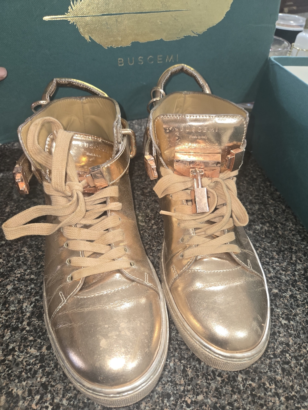 Buscemi Women's Metallic Rose Gold High-Top Sneakers